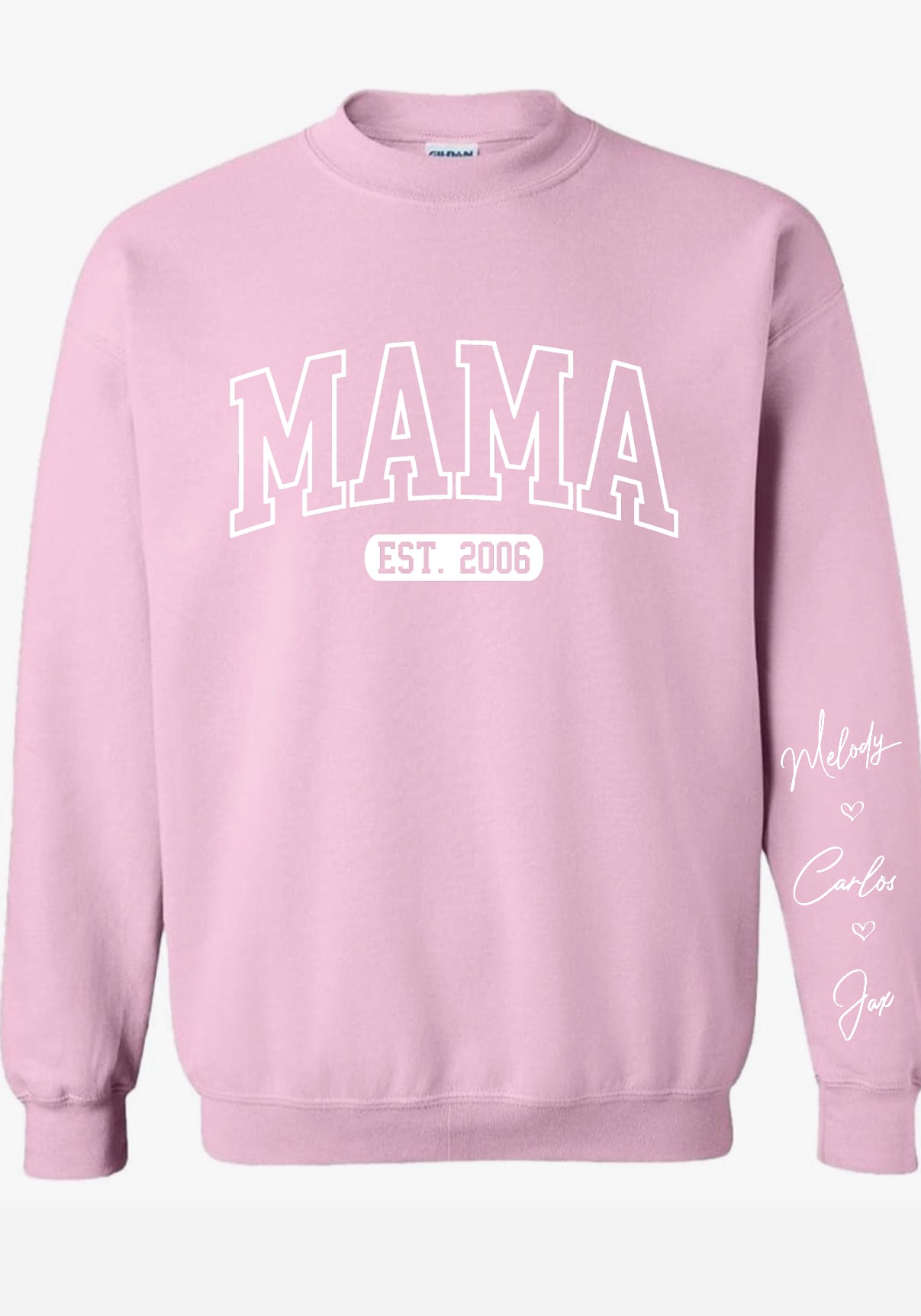 Mama crew with year n names on sleeve