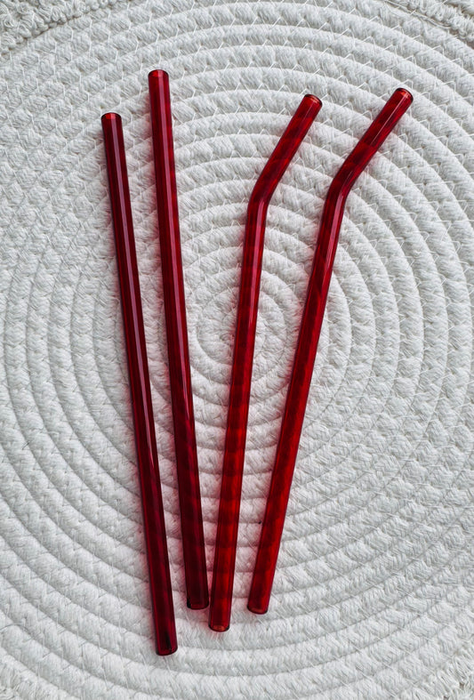 Wine Red Glass Straw (8 inch)