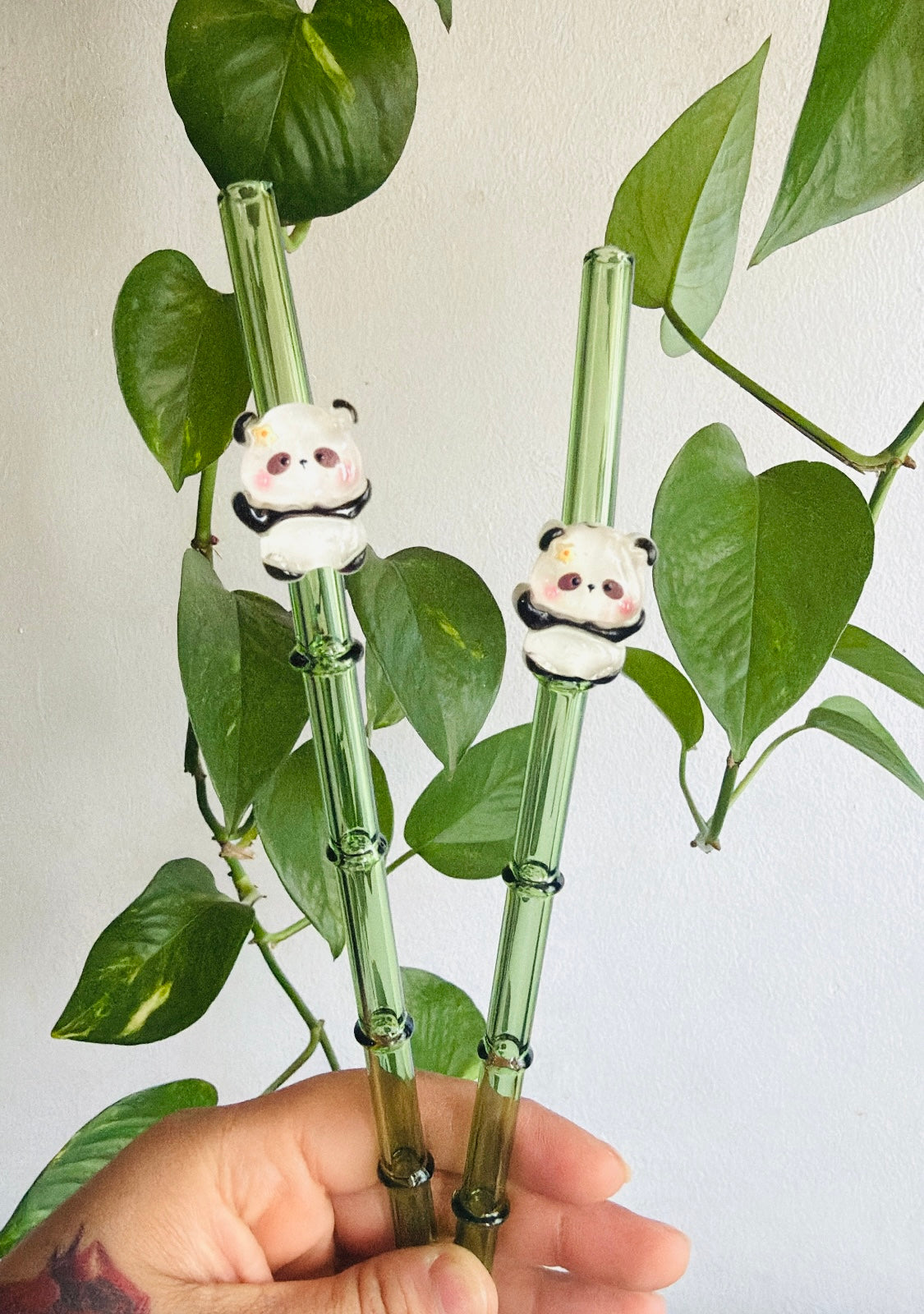 Bamboo Panda Bear (glass straw)