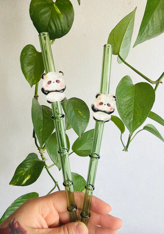 Bamboo Panda Bear (glass straw)